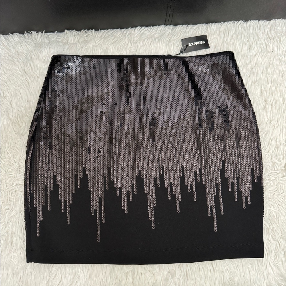 Express Black Mini Pencil Skirt with Sequin for Cocktail